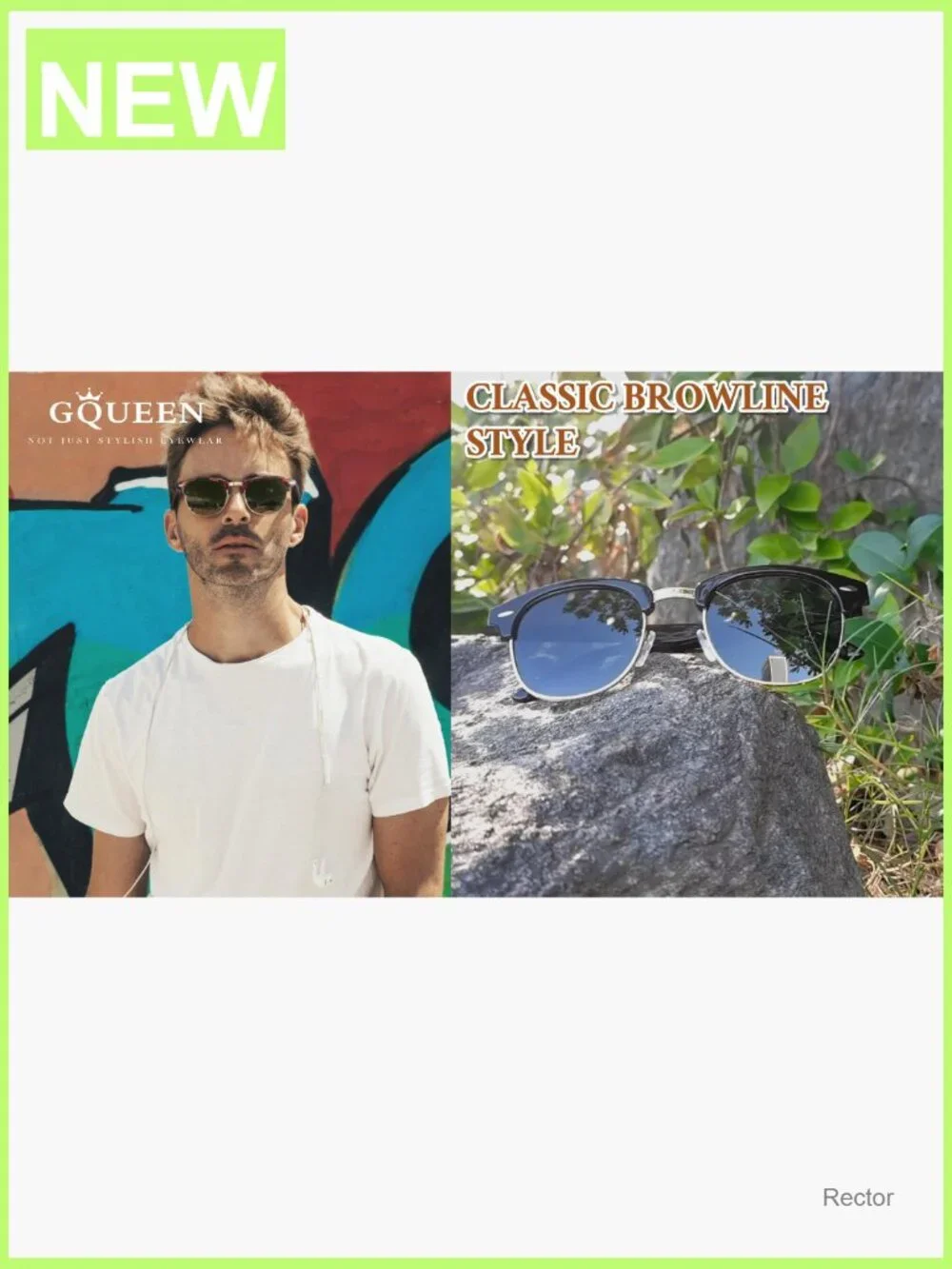 Classic Horn Rimmed Semi Rimless Polarized Sunglasses for Men Women
